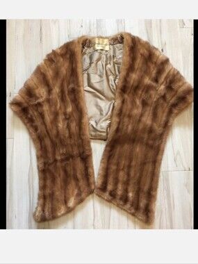 Vintage Mink Fur Stole in Rich Cognac